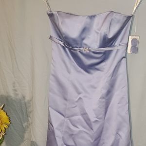 David's Bridal gown. Tie belt hidden zipper. Lt blue. Size 6